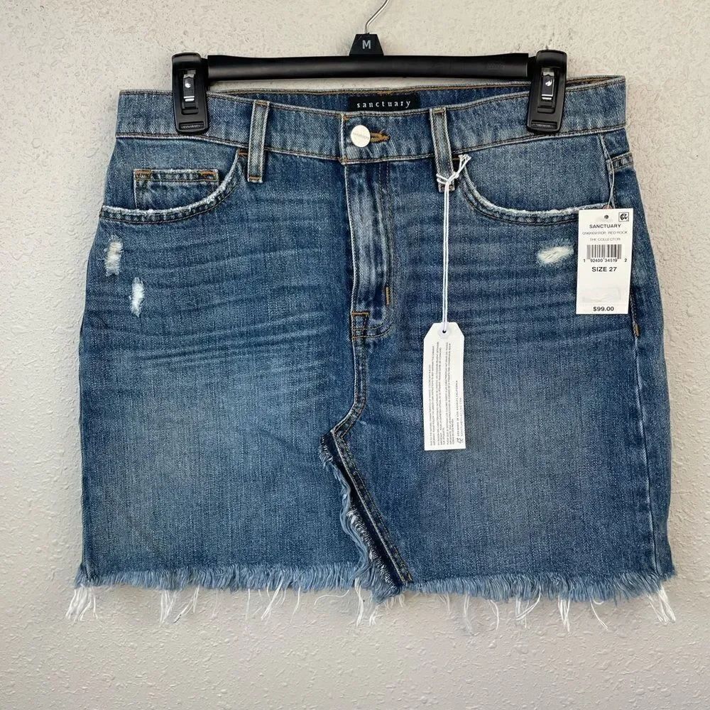 NWT Sanctuary Distressed Denim Skirt Size 27